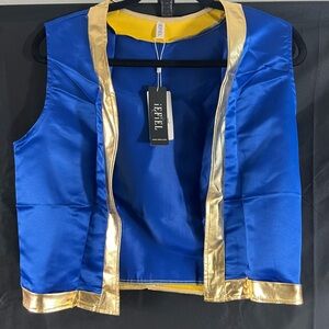 IEFIEL Blue Gold Costume Vest costume Cosplay Jacket NWT